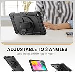Timecity Case for Samsung Tab A 10.1 2019 (Model: SM-T510/T515), Three-Layer Case with Screen Protector Rotating Handle Strap & Stand Pencil Holder Case for Samsung Galaxy Tab A 10.1 - Black
