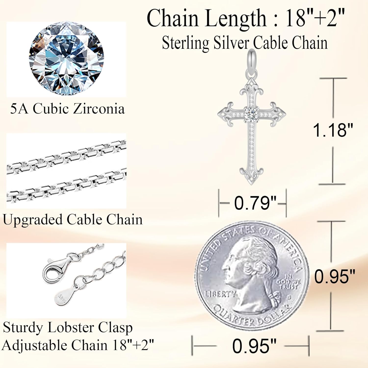 Cross Necklace for Women, 925 Sterling Silver 18K Gold Plated Cross Necklaces for Women, Cross Pendant with 5A Cubic Zirconia Diamond, Birthday Christmas Jewelry Gifts for Women Her Wife - Image 5