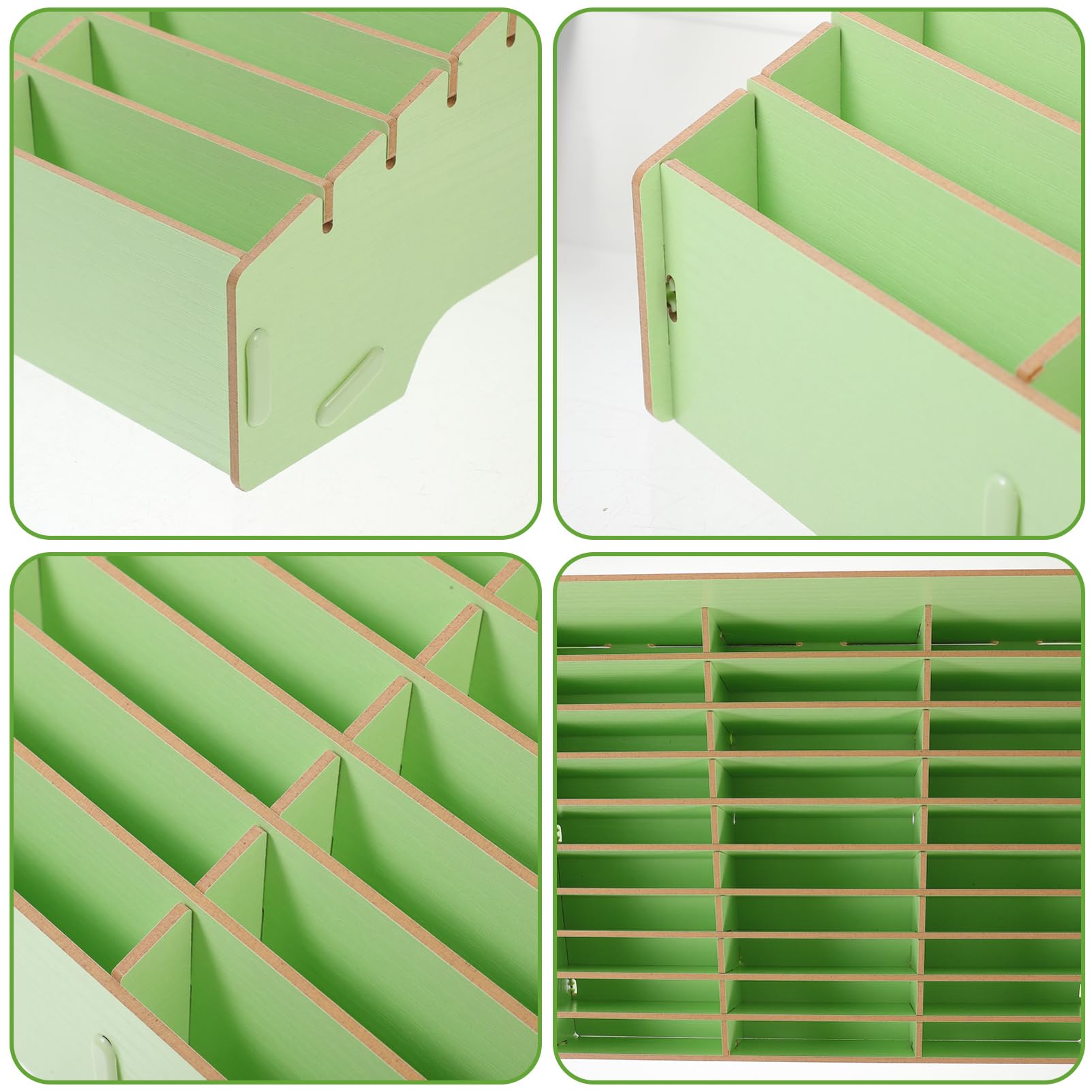 Ciieeo Caja de Administración de Teléfonos de Madera Verde para Escritorio | Compartimentos Divisores Múltiples, Uso en Oficina y Mesa, para Tijeras y Lápices