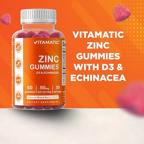 Miniatura 7 de Vitamatic Gomitas de zinc de 50 mg - 60 gomitas veganas - Sin gluten - Paquete de 2