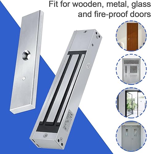 Miniatura 5 de Cerradura magnética para puerta, kit de cerradura magnética eléctrica de 600 libras, sistema de control de acceso con 2 controles remotos
