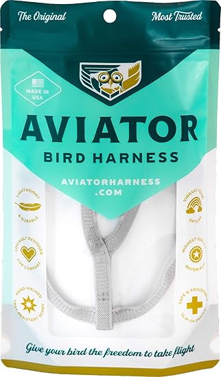 The AVIATOR Pet Bird Harness and Leash: Medium Silver