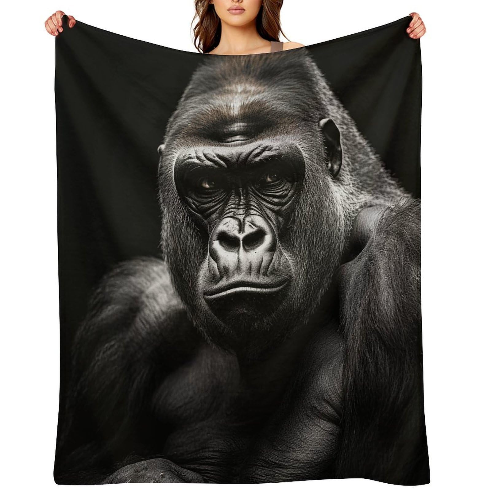 Male Gorilla Throw Blanket for Couch and Bed Super Soft Warm Lightweight Throw Blankets Cozy Fuzzy Flannel Blanket Personalized Decorative Blankets for Sofa Decor 60"x80"