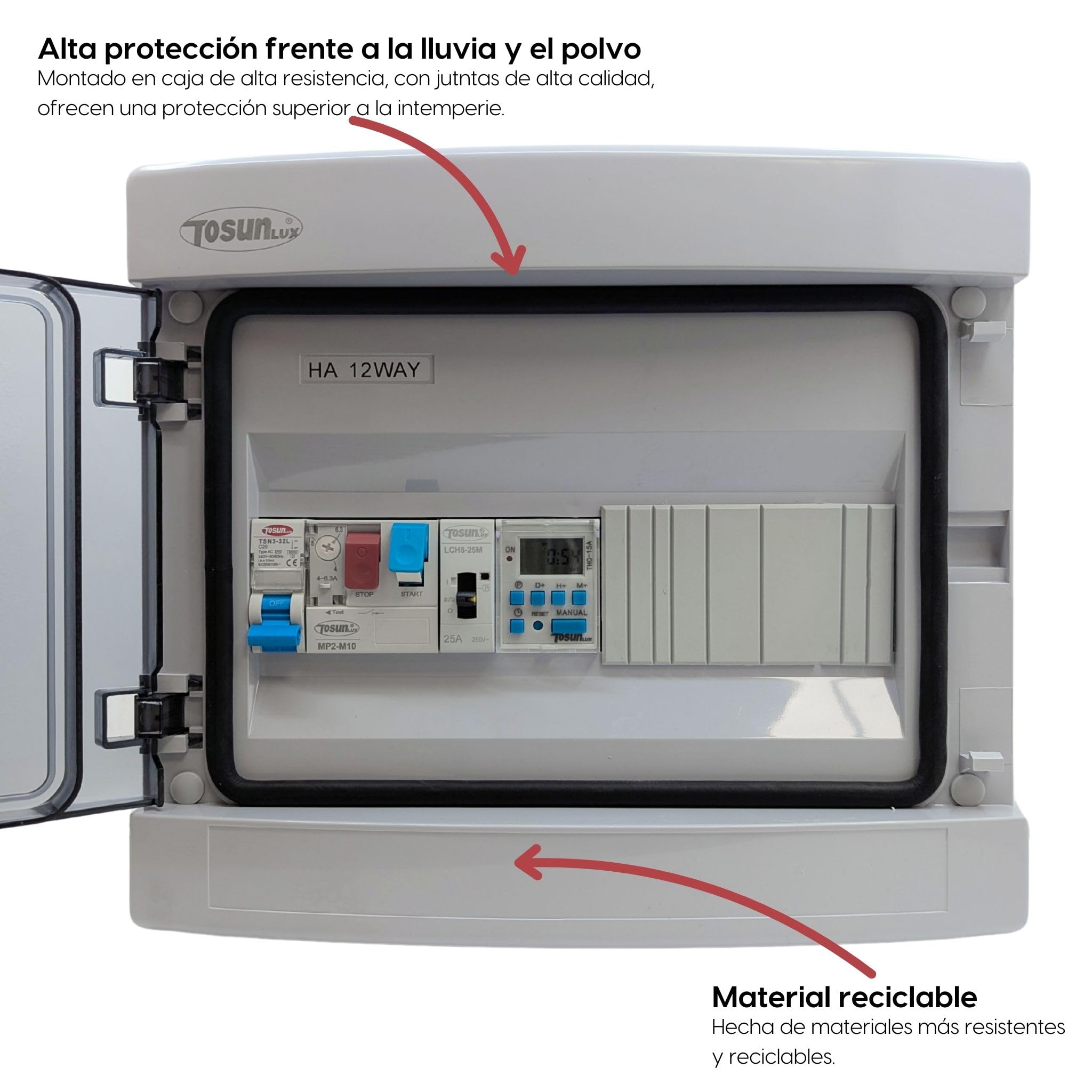 Cuadro Eléctrico Alta Resistencia para Piscina Iluminación y Motor | Guardamotor y Transformador | Sin Controlador | Contactor para Motor | 50W 12AC | Bomba de agua 1CV 4-6.3A