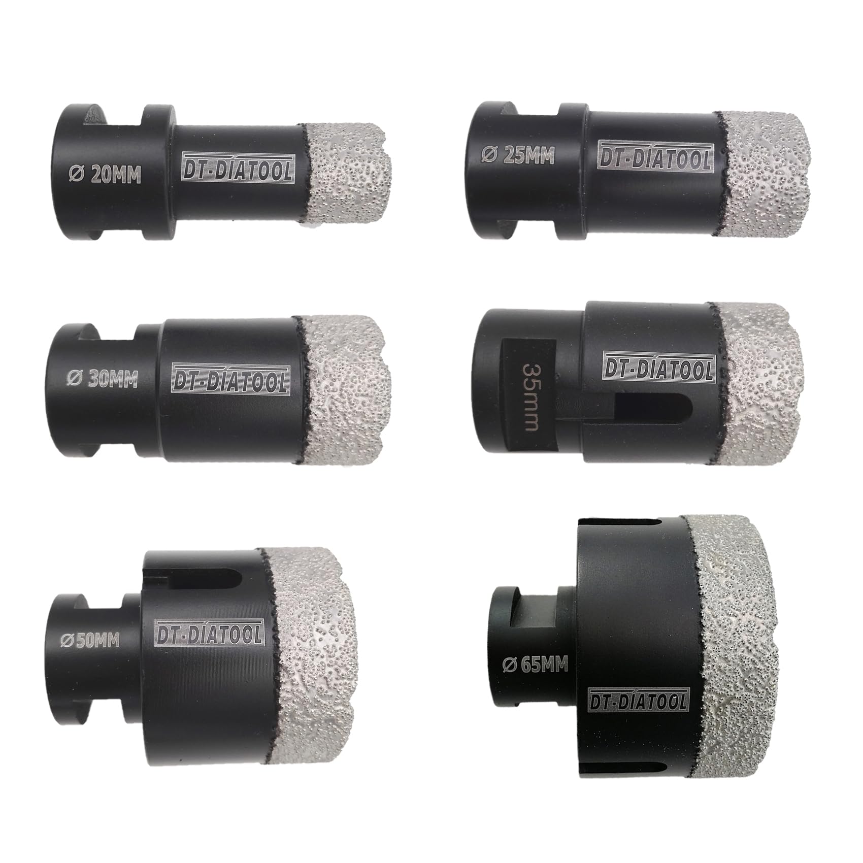 DT-DIATOOL Diamond Drill Bit Set 20/25/30/35/50/65mm Hole Saw for Dry Drilling Tile Porcelain Marble Ceramic Granite