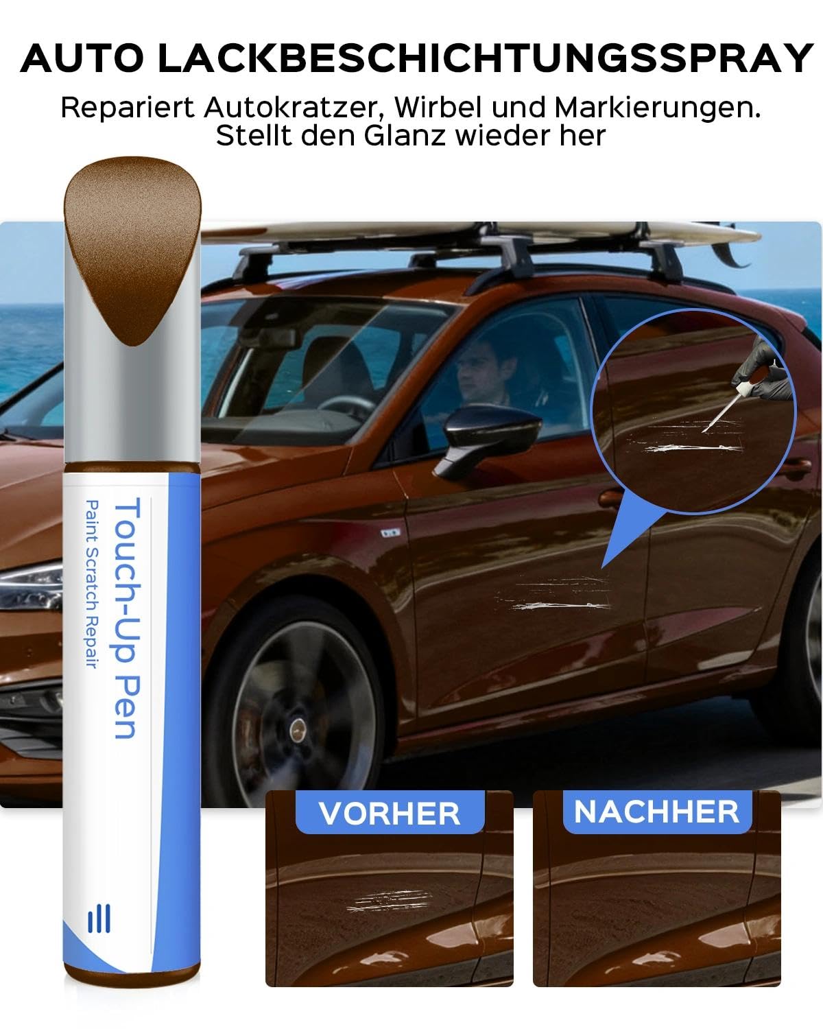 PARTS4EV L27A Cobre Cup Perlas Metálico Lápiz de pintura compatible con Cupra - Coincidencia exacta para desconchados y arañazos - 2