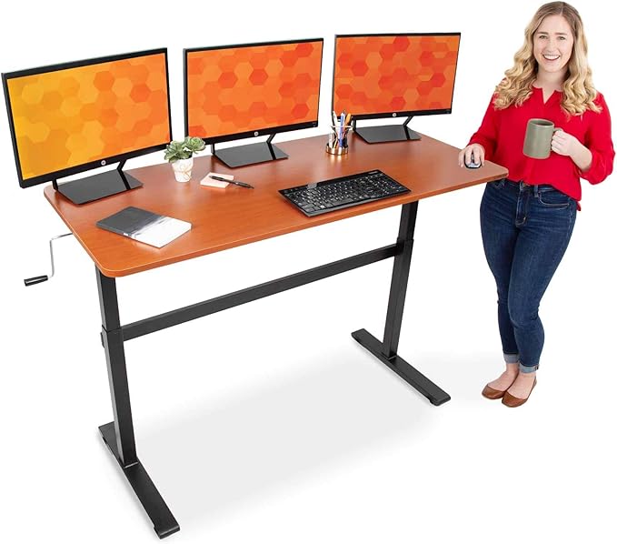 Buy Stand Steady Tranzendesk 55 Inch Standing Desk With Clamp On Shelf 2 Under Desk Drawers Crank Height Adjustable Stand Up Workstation With Attachable Monitor Riser Extra Storage 55 In Black - View #11