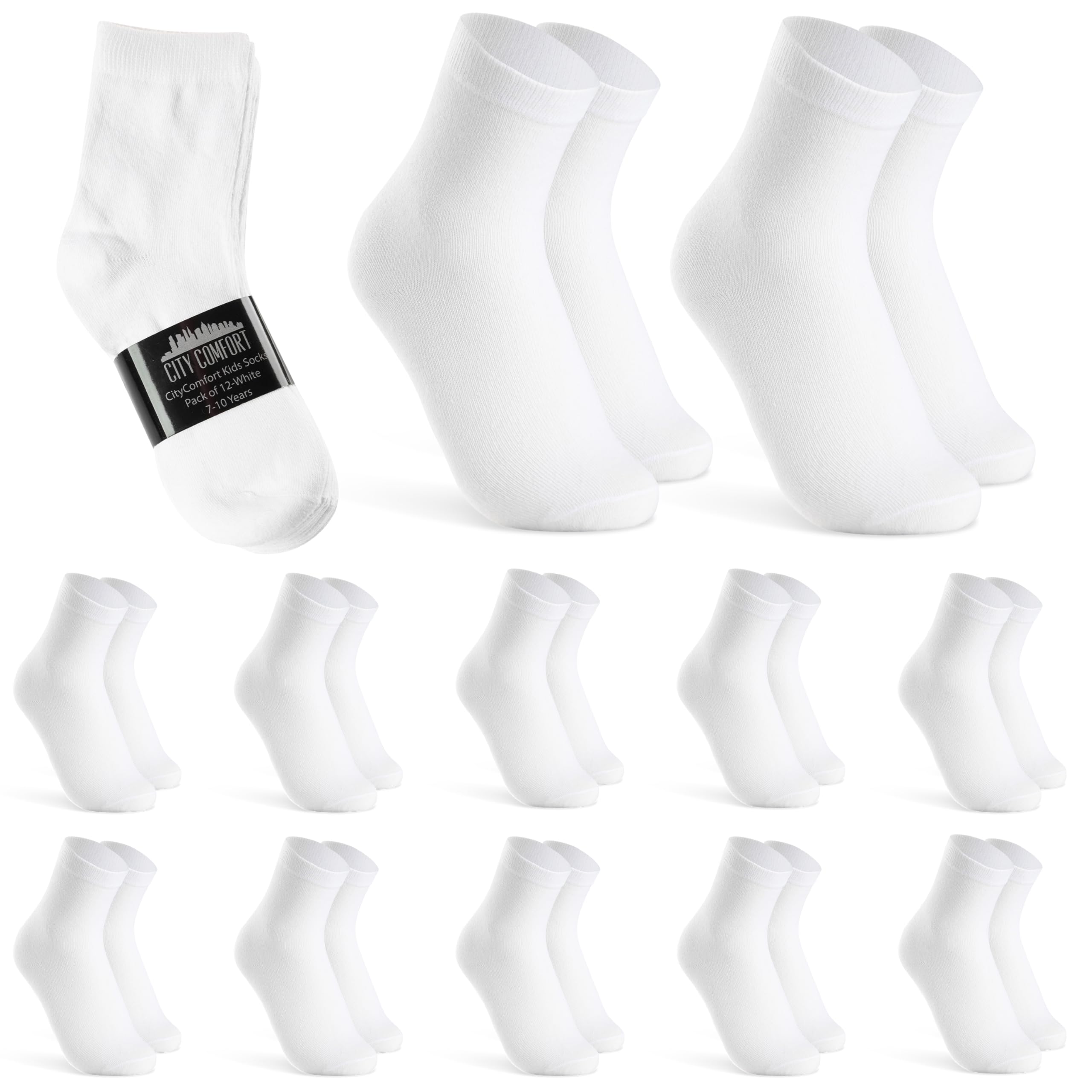 CityComfort Calcetines de Pantorrilla, Transpirables, Paquete de 12 para Niño