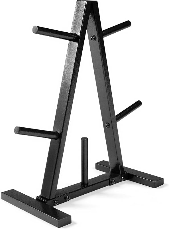 Barbell 1-Inch Plate Tree Rack, Black | Heavy-duty plate tree, Space-saving storage, Organizes 1-inch standard weight plates, strength training Home gym equipment