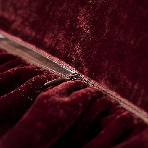 Miniatura 2 de HiEnd Accents Stella - Almohada oblonga de terciopelo de seda sintética, 16 x 21 pulgadas, rojo granate, ropa de cama romántica y moderna estilo