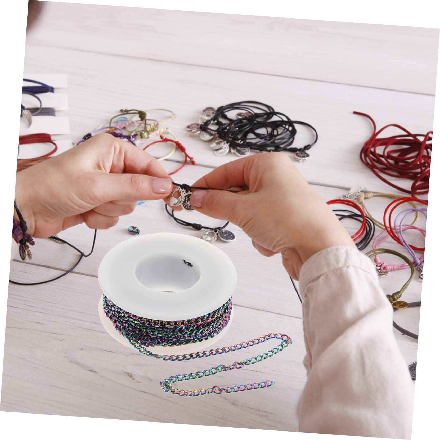 jojofuny 2 Set Accessori a Catena in Acciaio Inossidabile Sostituzione Chiave Artiglio Chiusura Catene per Gioielli Fai da Te Catena con moschettoni Acciaio Inossidabile 304 Colorato