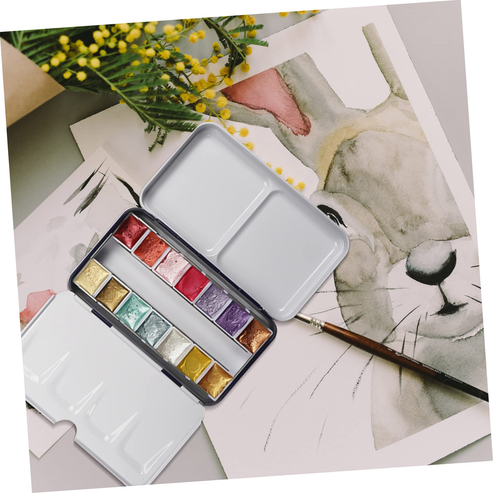 2sätze Aquarellbox Tragbare Metallpalette Mit Fächern Klappbare Künstler Und Schüler Für Unterwegs Leicht Und Langlebig Für Kreative Projekte