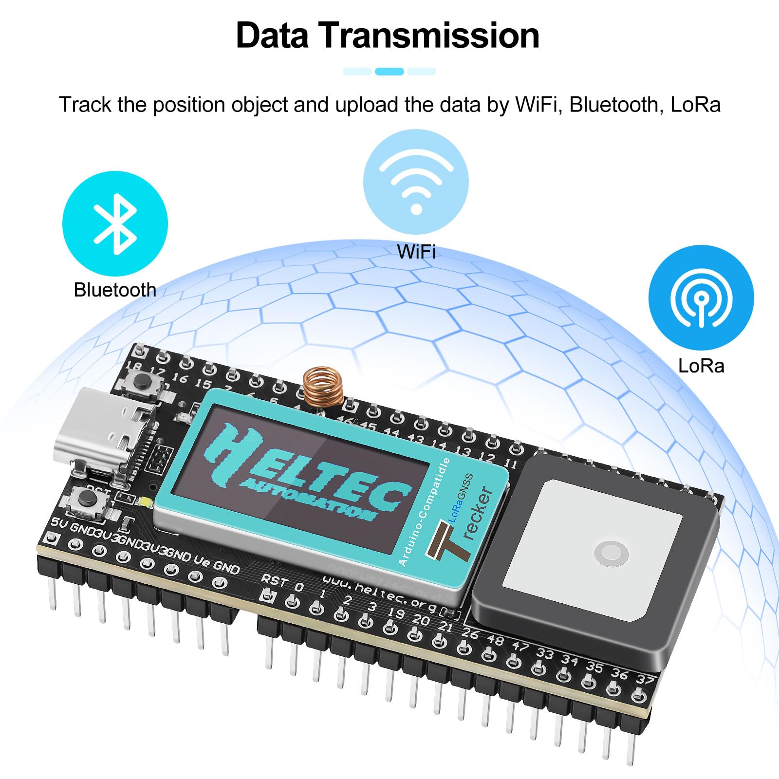 Seamuing Wireless Tracker Integrado UC6580 SX1262 863 928MHz Lora WiFi Bluetooth, Soporte GPS GLONASS Galileo, Tarjeta de Desarrollo ESP32 con Pantalla LCD para Arduino Escena Inteligente