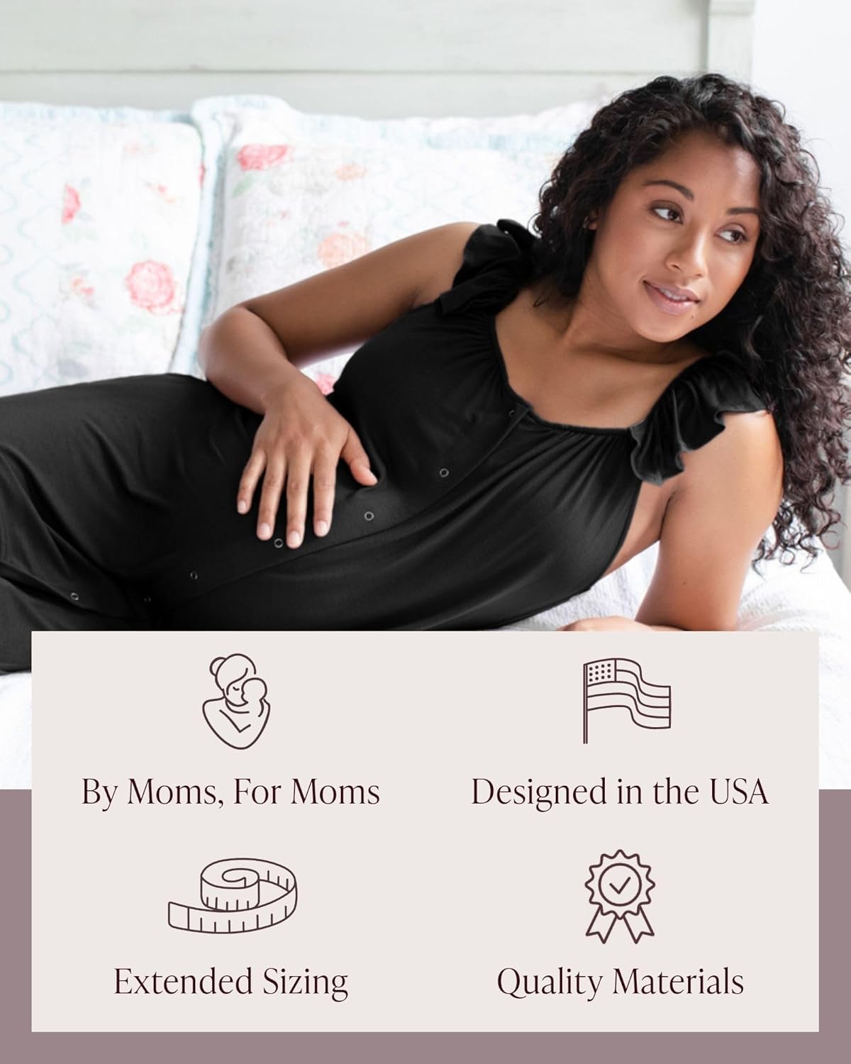 Kindred Bravely Ruffle Strap Labor and Delivery Gown | 3 In 1 Labor, Delivery, Nursing Gown for Hospital - Image 6