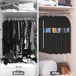5 Pack Garment Bag for Hanging Clothes, 40 Inch Suit Bag for Travel and Clothes Storage, Breathable Garment Covers with Clear Window for Suits Coats T-Shirts Jackets（Black）