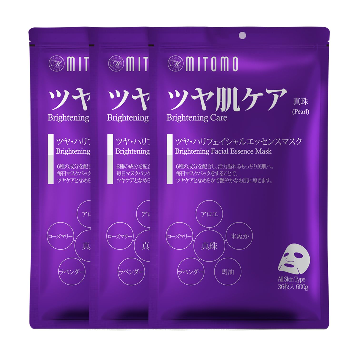パック・フェイスマスク MOMO Amazon | MITOMO ミトモ MT101E Pearl パール ツヤケア 36枚x3