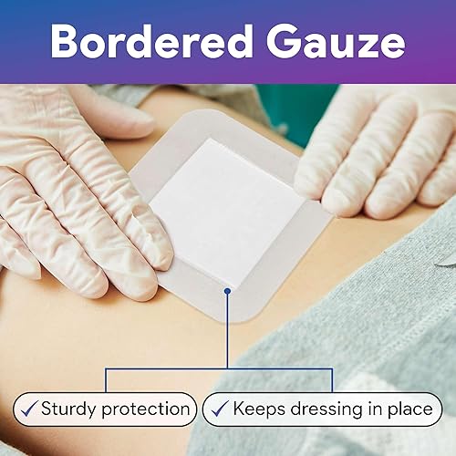 Miniatura 3 de Vendajes de gasa con bordes de 8 x 8 para heridas con borde de isla, almohadillas de gasa adhesivas, cinta hipoalergénica, bueno para pieles