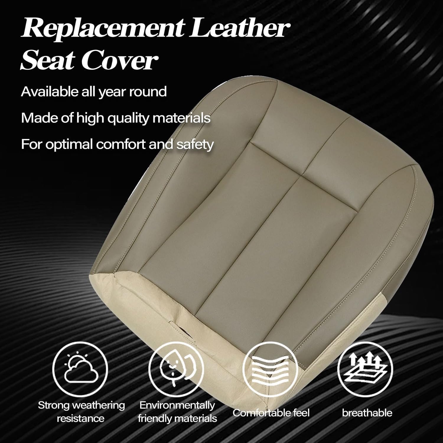 SecosAutoparts Front Driver Side Bottom Replacement Leather Seat Cover Tan Compatible with Jeep Grand Cherokee 1999 2000 2001 2002 2003 2004