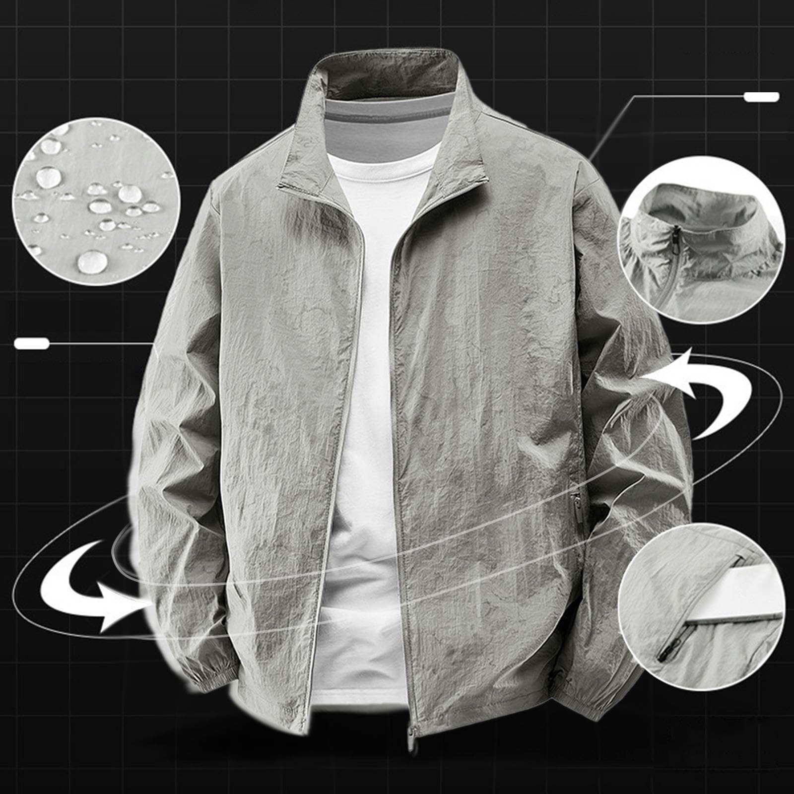 Chaqueta deportiva cortavientos protección solar para hombre ligera transpirable