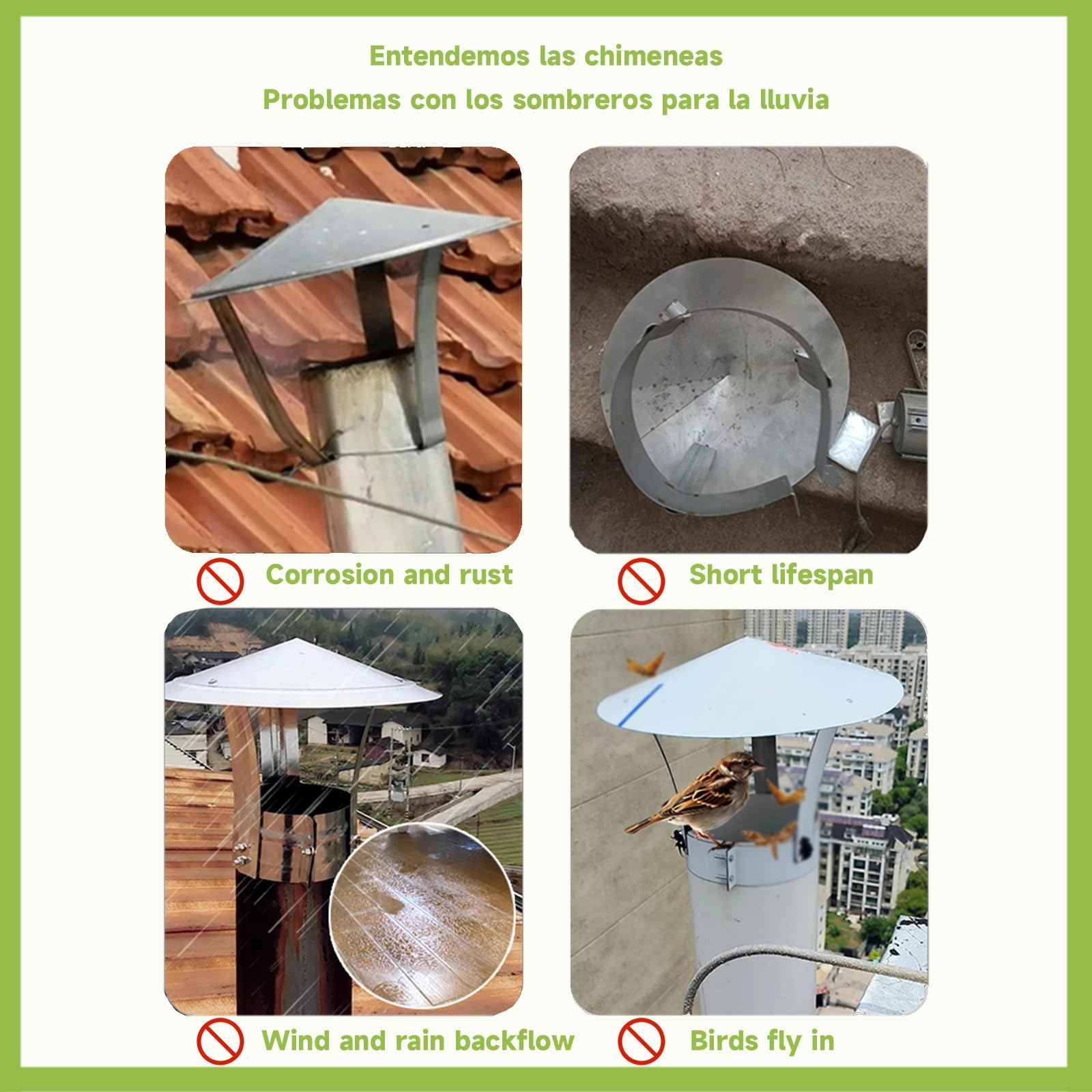 Tappo per camino in acciaio inox, copertura durevole per installazione sul tetto, ideale per applicazioni sul camino