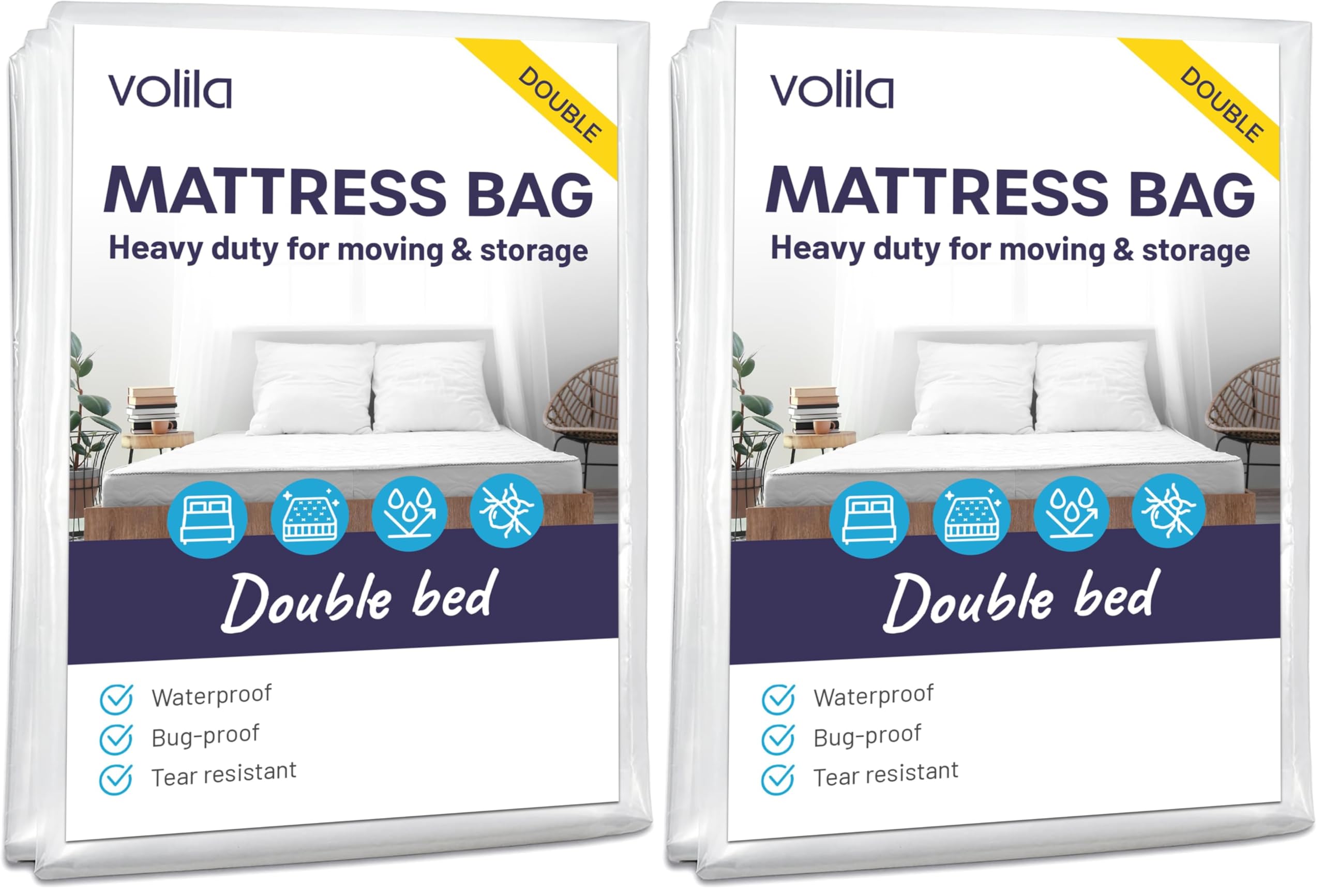 Housse plastique matelas 230x170x30 cm | Lot de 2 protections de 92.5 g/m²