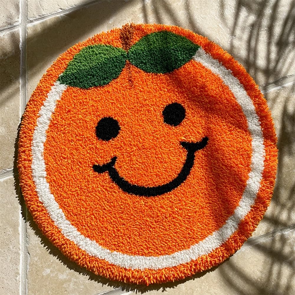 kitphoenix DIY Cushion Carpet Floor Mat Rug Smiling Orange
