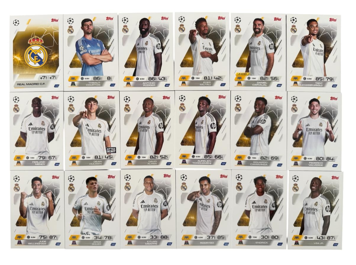 Match Attax 2025/2026 (25/26) – Full Real Madrid Squad Bundle – Rare Football Trading Cards
