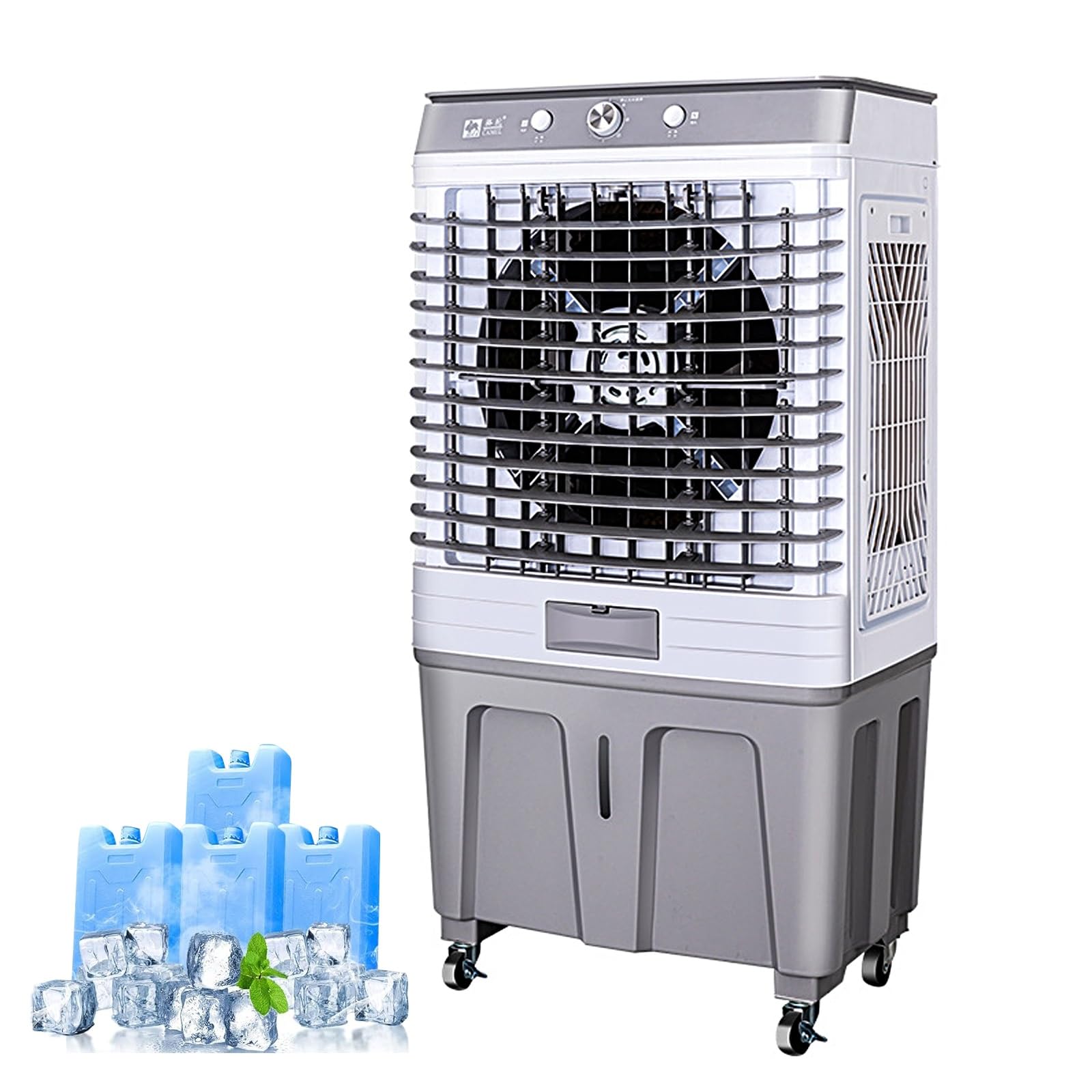 MESOVFCA Evaporative Cooler, 80L Large Tank Air Conditioner, 120° Oscillation, 3 Wind Speeds, Portable Air Cooler for Indoor and Outdoor Use