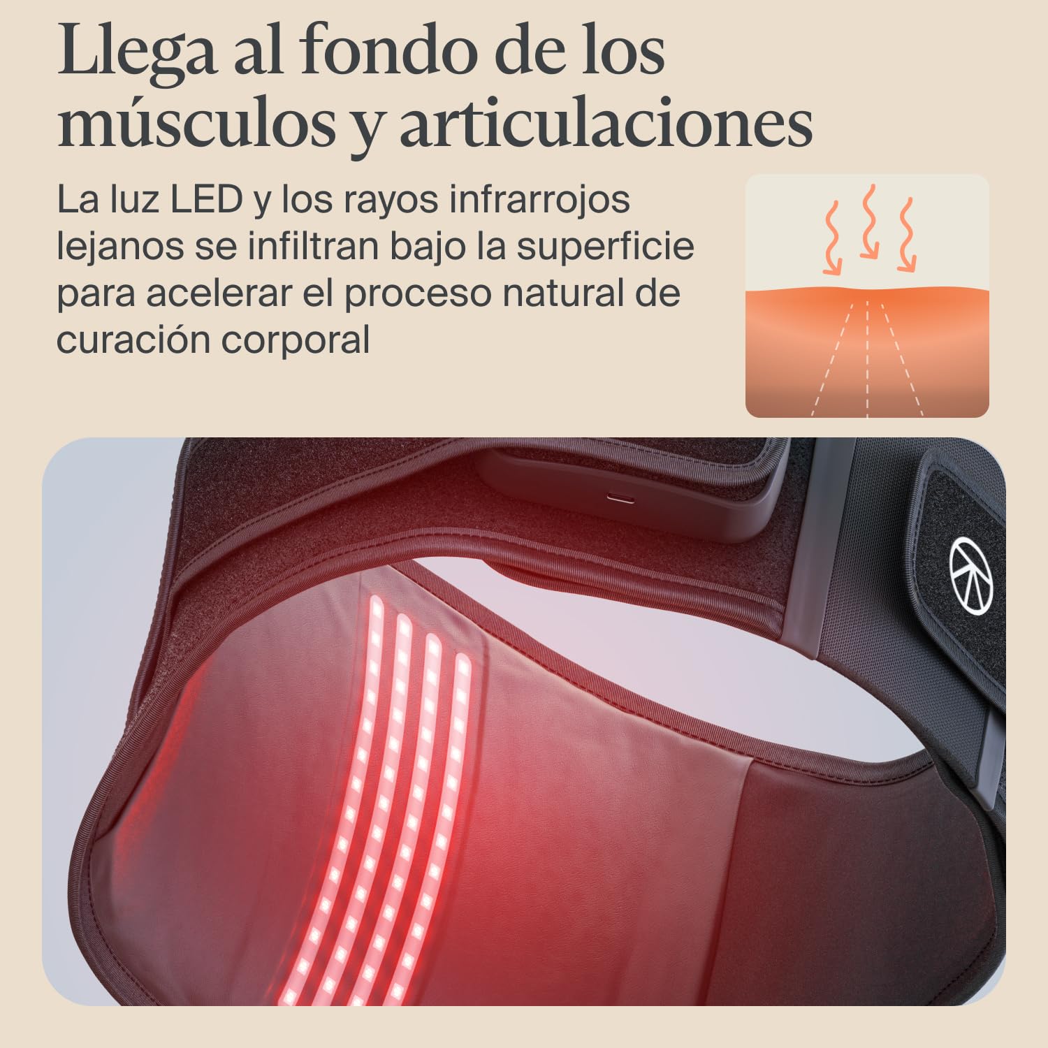 ThermBack LED by Therabody - Envoltura de espalda 4 en 1 con terapias de calor, infrarrojos lejanos, vibración y luz LED para aliviar el dolor de espalda baja de acción rápida