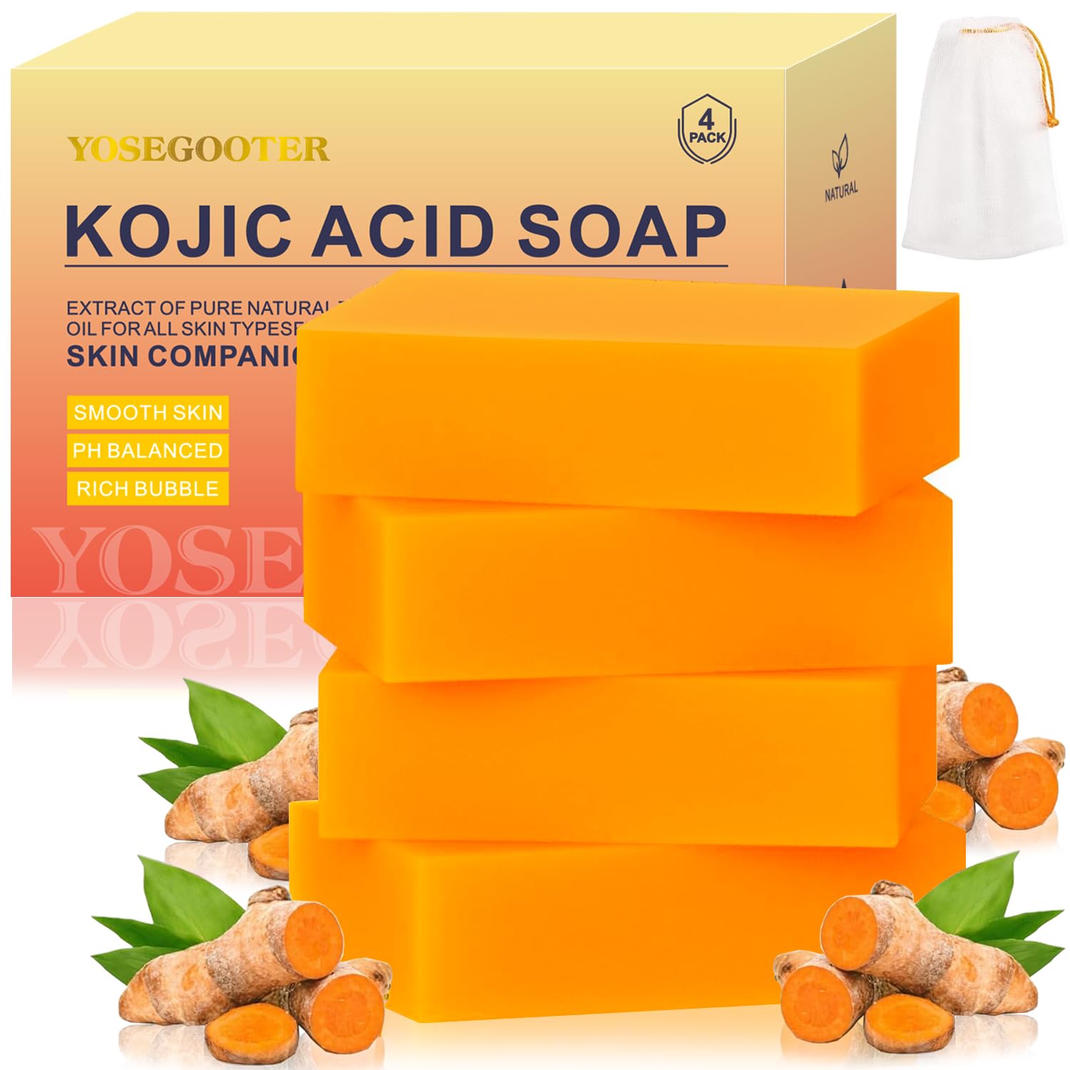 PurivvaNest Kojic Acid Turmeric Soap Bar Dark Spot Remover for face and body Even Skin Tone, Moisturizing & Nourishing Natural Ingredients100g (2 Bars)