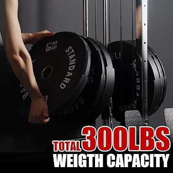 ER Kang Cable Station Wall Mount, 18in Pulley Tower, Dual Pulley System, High & Low Cable Machine, LAT Pull-Down & Row Tower with Flip-Up Footplate, Home Gym Cable Crossover, Black