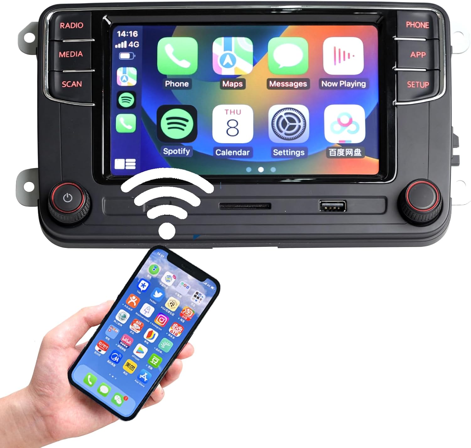 Rilycay RCD330 RCD360 Double Din Car Stereo with Carplay AndroidAuto