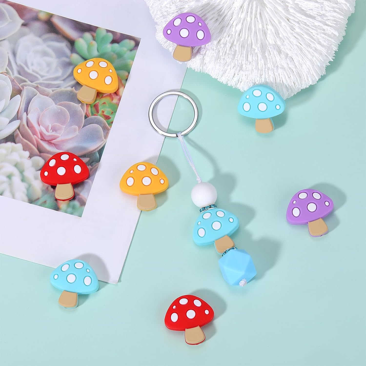 12 Piece Mushroom Silicone Focal Beads for DIY Crafts, Pens, Phone Straps (Mixed Color) - Image 4