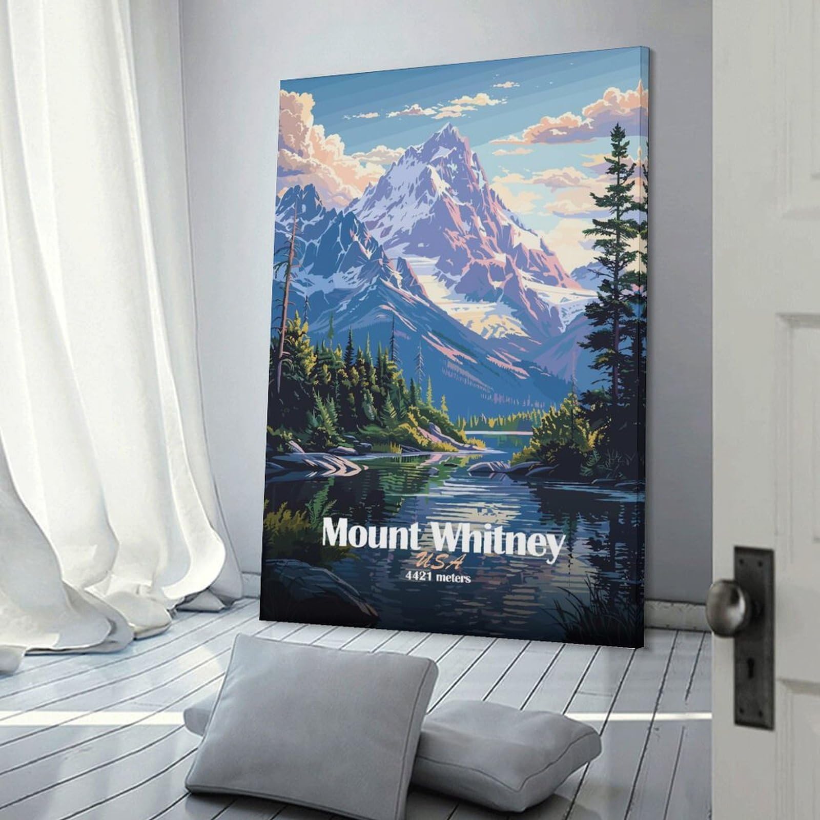 Junmoney Canvas Wall Picture Mount Whitney National Park, 12x18inch(30x45cm), for Bedroom Decor, Cosy Corners Or Studios, A Warm Accent for Relaxed Interiors