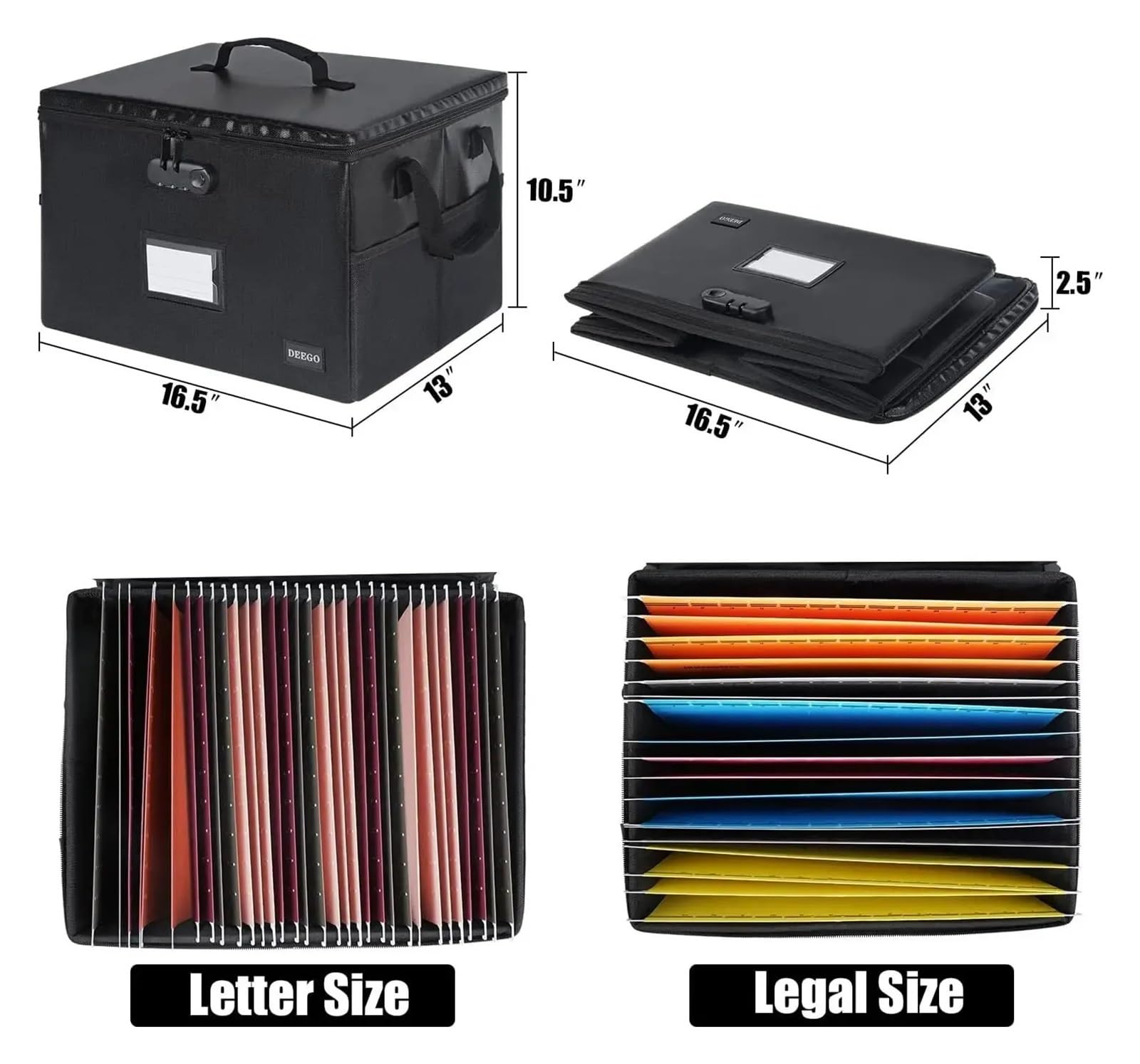 Cassetta di sicurezza, Scatola portadocumenti ignifuga for ufficio, grande capacità, impermeabile, con cerniera, borsa portadocumenti ignifuga for l'archiviazione di oggetti di valore Archiviazione in