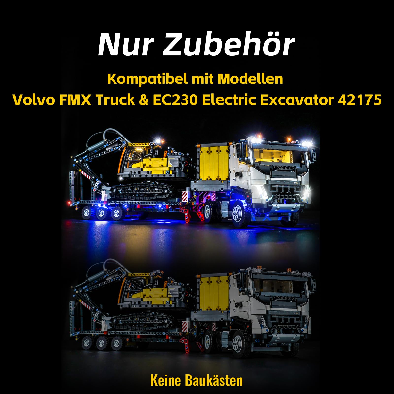 Kit d'éclairage LED, éclairage décoratif, compatible avec le camion Lego Volvo FMX 42175 Technic et l'excavatrice électrique EC230 (non inclus)