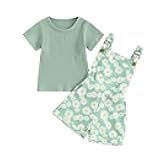 fhutpw Toddler Baby Girls Summer Outfits Daisy Ruffle Short Sleeve T-Shirts Tops Floral Shorts 2Pcs Clothes Set 6M-4T