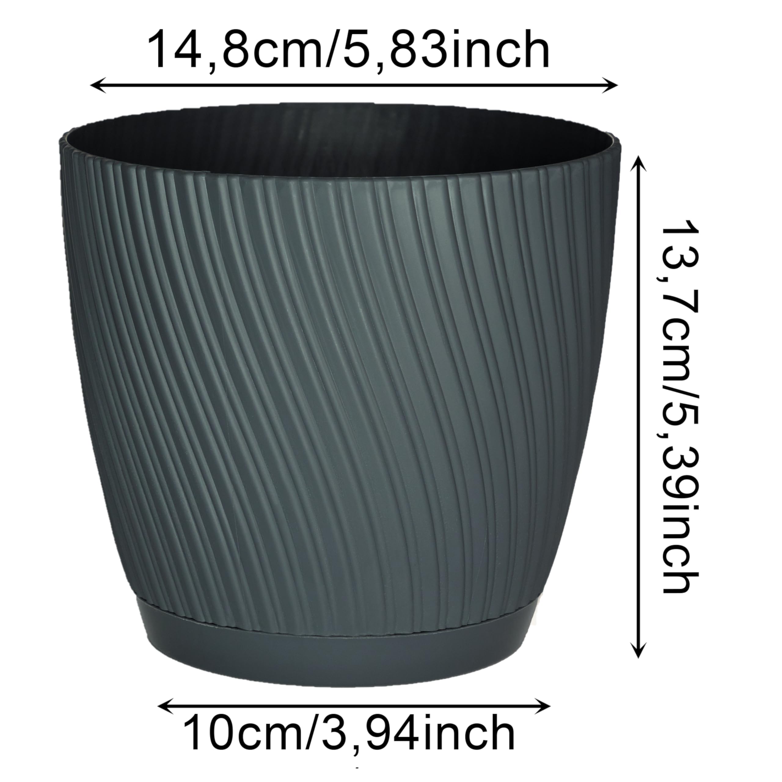 Home Garden Ornaments Plant Pots Indoor, Set of 2 with Drainage & Saucer Swing Indoor Plant Pot - Image 3