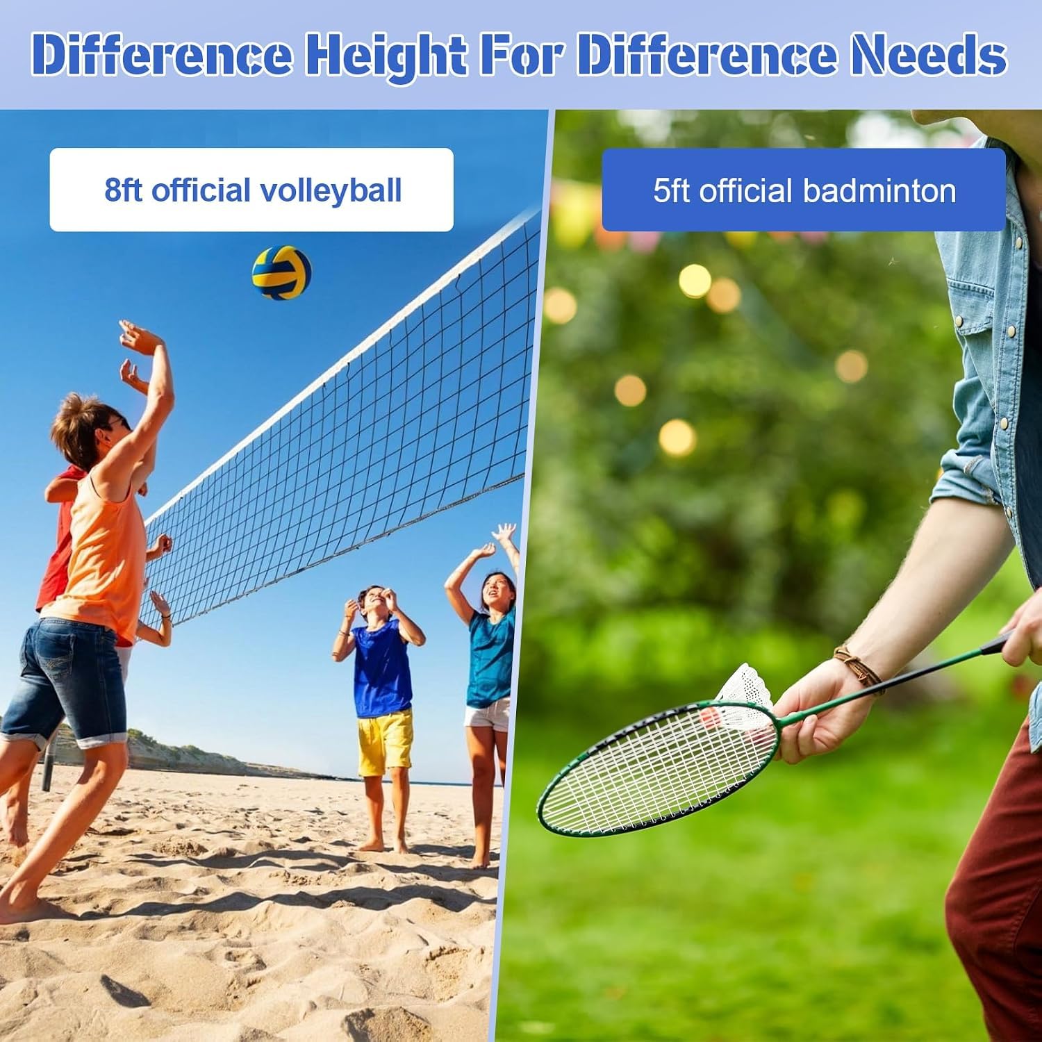 Postes De Voleibol para Jardín, Red De Voleibol con Postes, Poste De Voleibol De 4 Alturas Ajustables con Red De Voleibol/bádminton para Interiores Y Exteriores.
