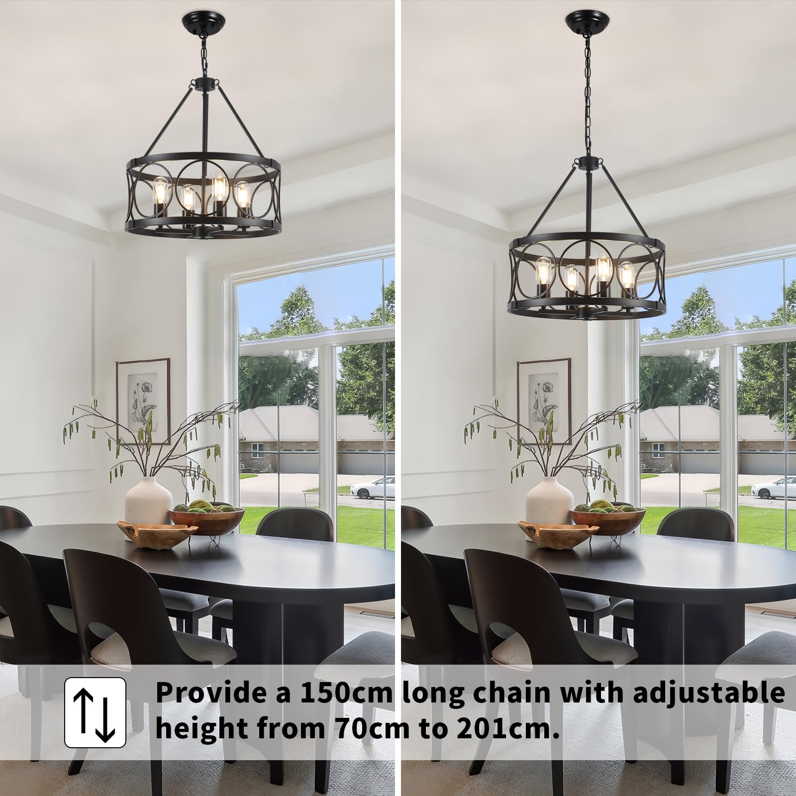 Moderne Zwarte Kroonluchters Plafondlamp, 6 Lampen