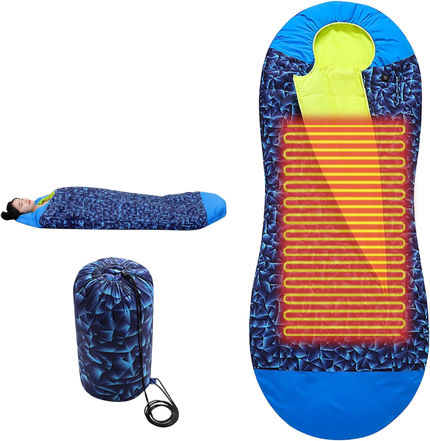 USB Propelled Backpacking Slumbering Bag Modifiable Thermoregulation for Cold Weather Backpacking Travel Soft Polyster Flexible Cord Heated Slumbering Bag