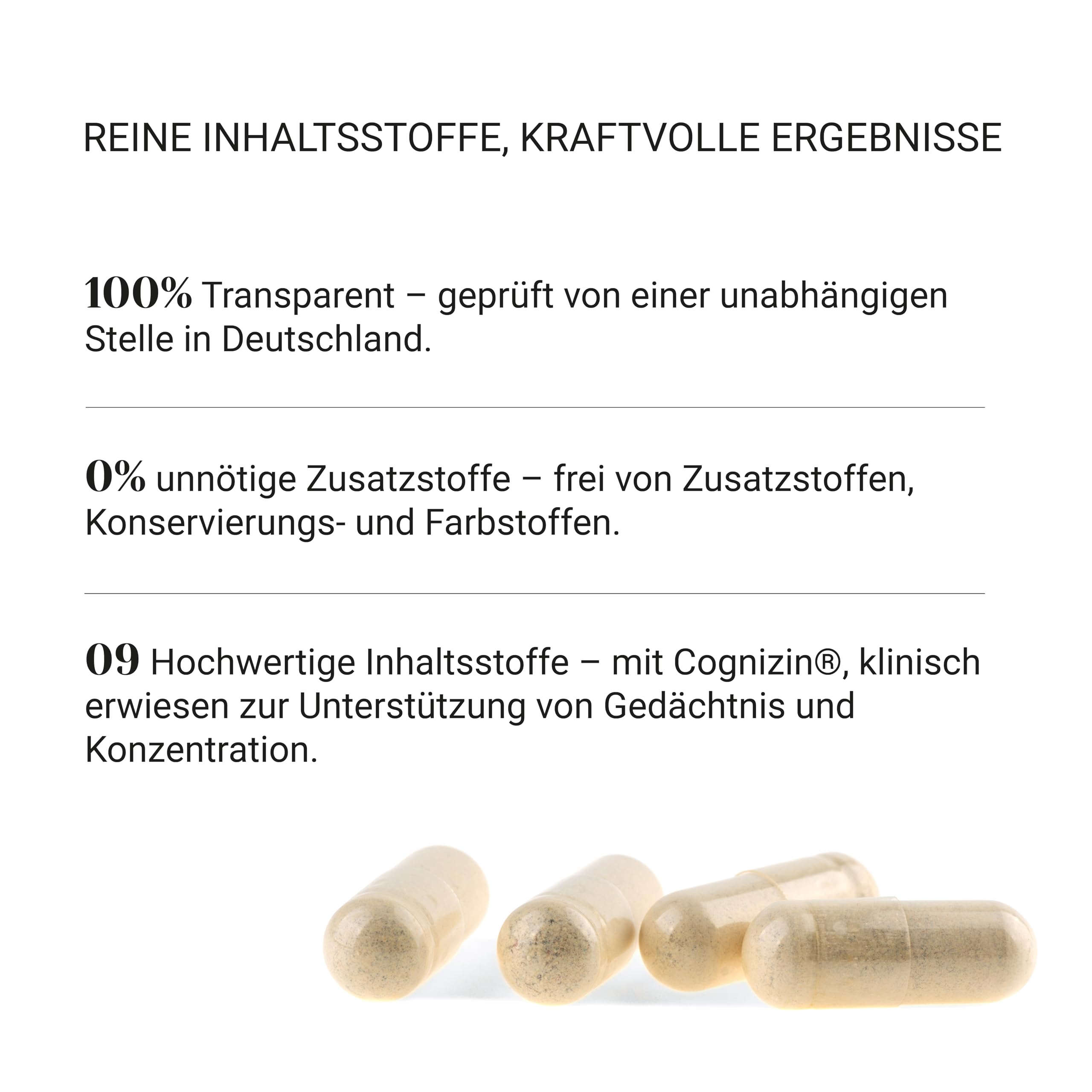 Nullure Memory & Focus Konzentration Complex | Unabhängig getestet | Nootropic | Citicolin CDP Cholin + Ginko + Bacopa | Vegan & Ohne Zusätze | Gedächtnis Kapseln | 60 Kapseln (1 monat)