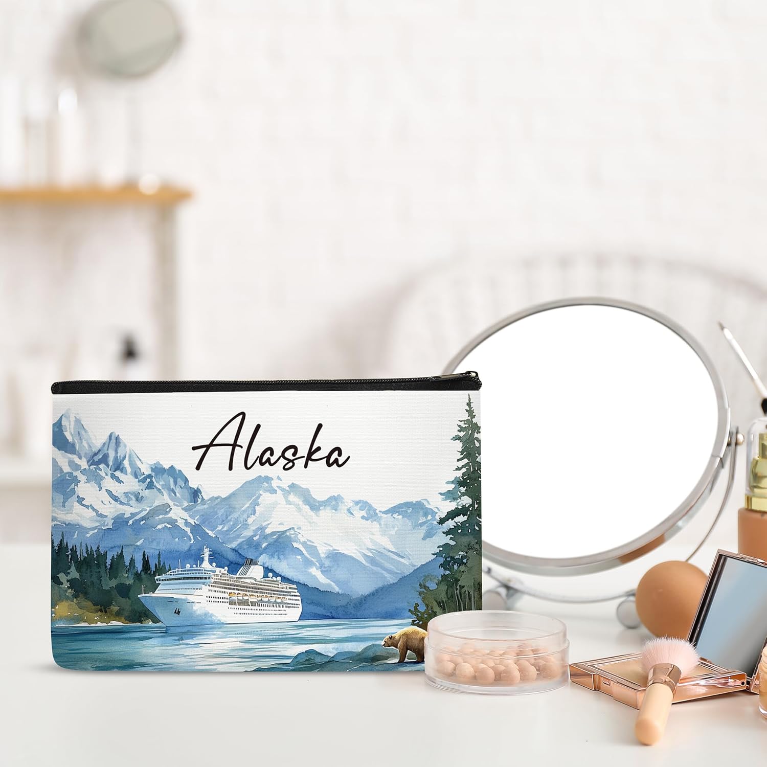 Alaska Makeup Bags for Women, Alaska Souvenirs Gifts, Cruise Essentials Cosmetic Bag City Trip Must Haves, Birthday Gifts for Him Teacher Colleagues Friends - Image 7