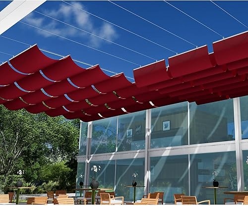 Miniatura 7 de E&K Toldo retráctil impermeable de 4 pies de ancho x 16 pies de largo, para exteriores, para patio, jardín, terraza, enrejado (rojo)