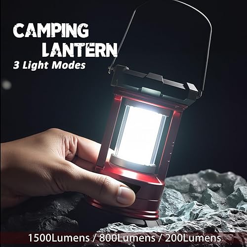 Miniatura 6 de Linternas de camping recargables, luz de campamento de 1500 lm con cargador de teléfono, linternas compactas portátiles, impermeables, para