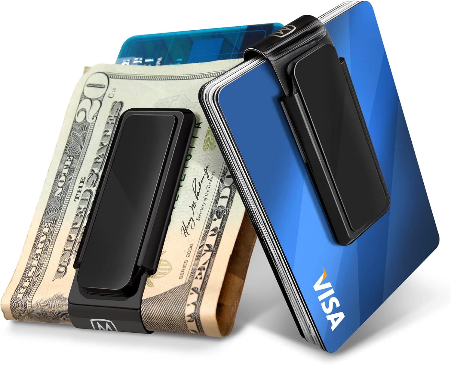 M-Clip Aluminum Blackout Money Clip - Cash and Credit Card Holder for Men - Minimalist Slim Wallet Alternative