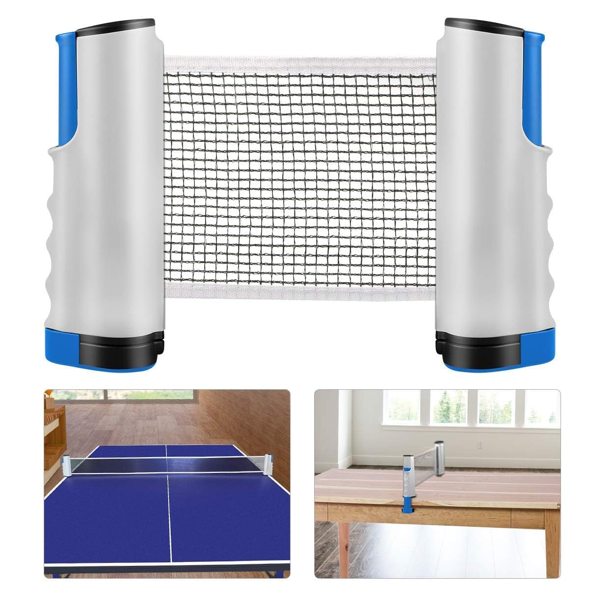 KACOOL Retractable Table Tennis Net – Portable Ping Pong Net for Any Table, Easy Setup, Indoor & Outdoor Table Tennis for Home (Full Set (TT Net + 2 TT Bats + 3 Balls)) 1