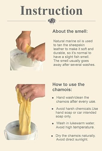 Miniatura 3 de Sheepskin Elite Chamois - Toalla de secado de automóvil de piel real súper absorbente de secado rápido gamuza natural accesorio de tela de lavado de
