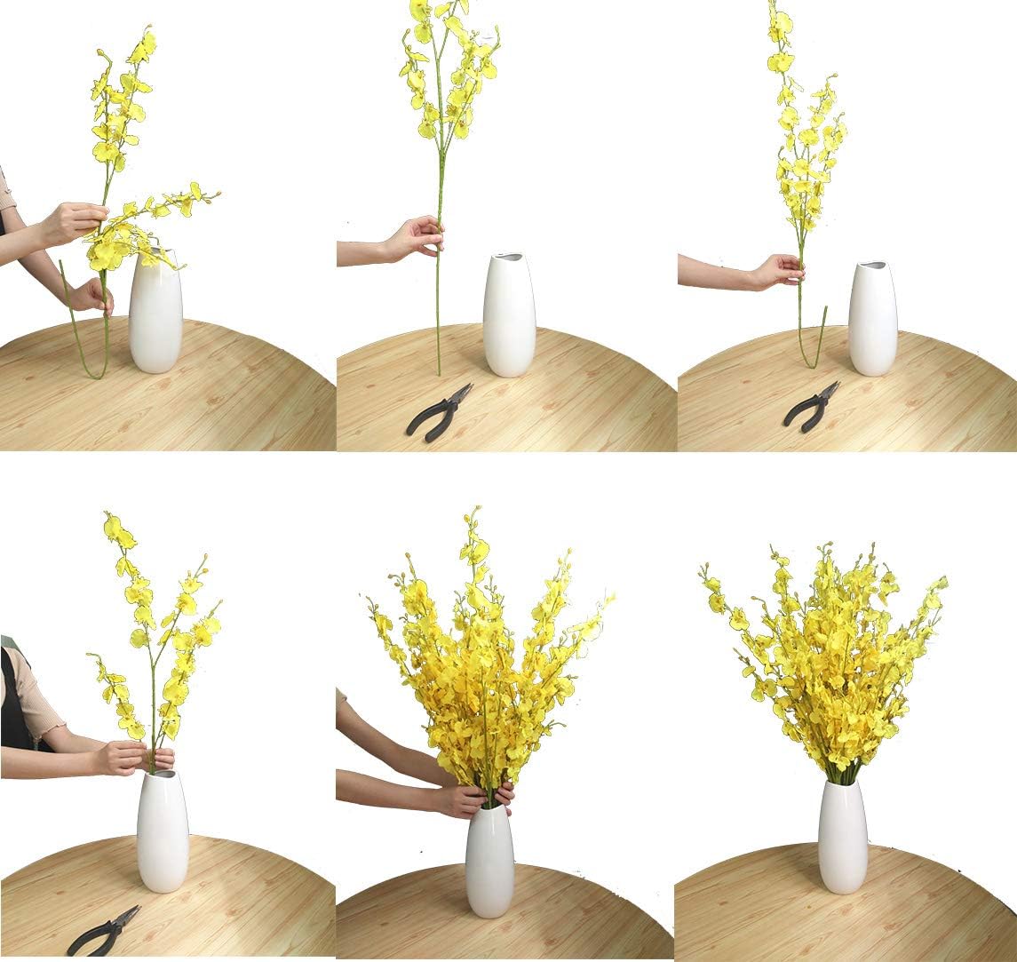 Yellow Artificial Flowers Orchids Silk Fake Flowers in Bulk, 12 Pcs (Each 38.5”), for Wedding Festive Party Home Office Decoration, No Include Vase - Image 6