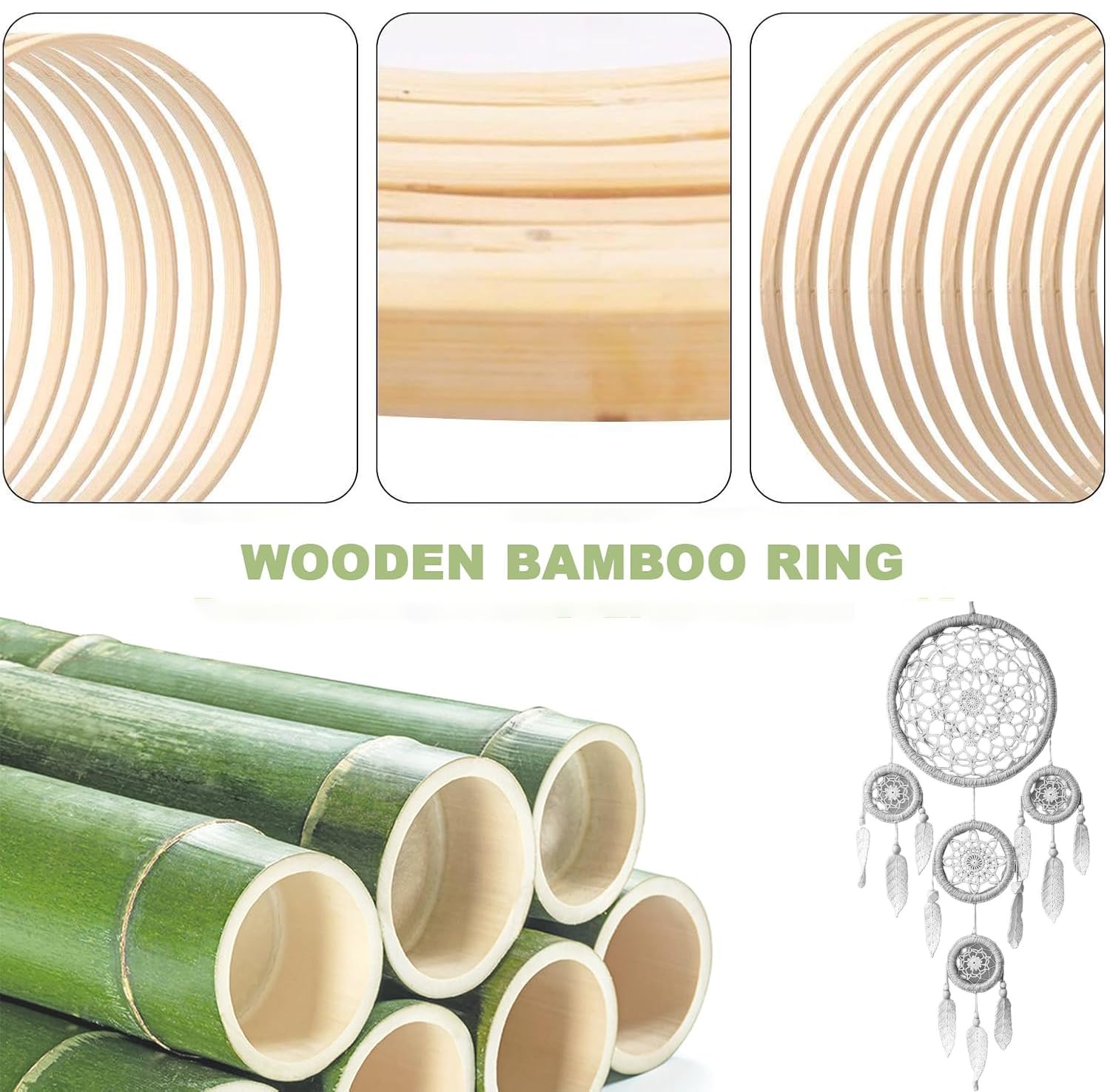 Bhina Aros de Madera Bambú para Manualidades 15 Piezas 26cm